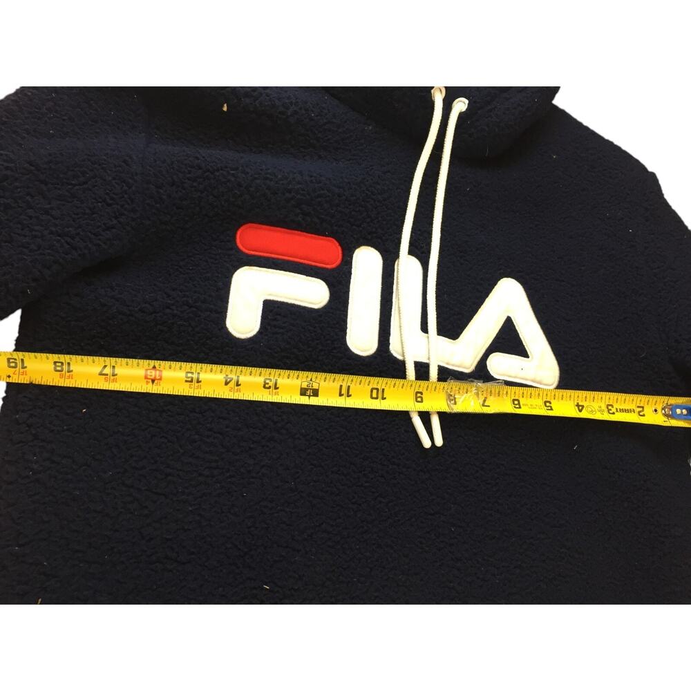 Fila Pullover Fleece Hoodie Womens Small Black Embroidered Logo Long Sleeve - Picture 6 of 8